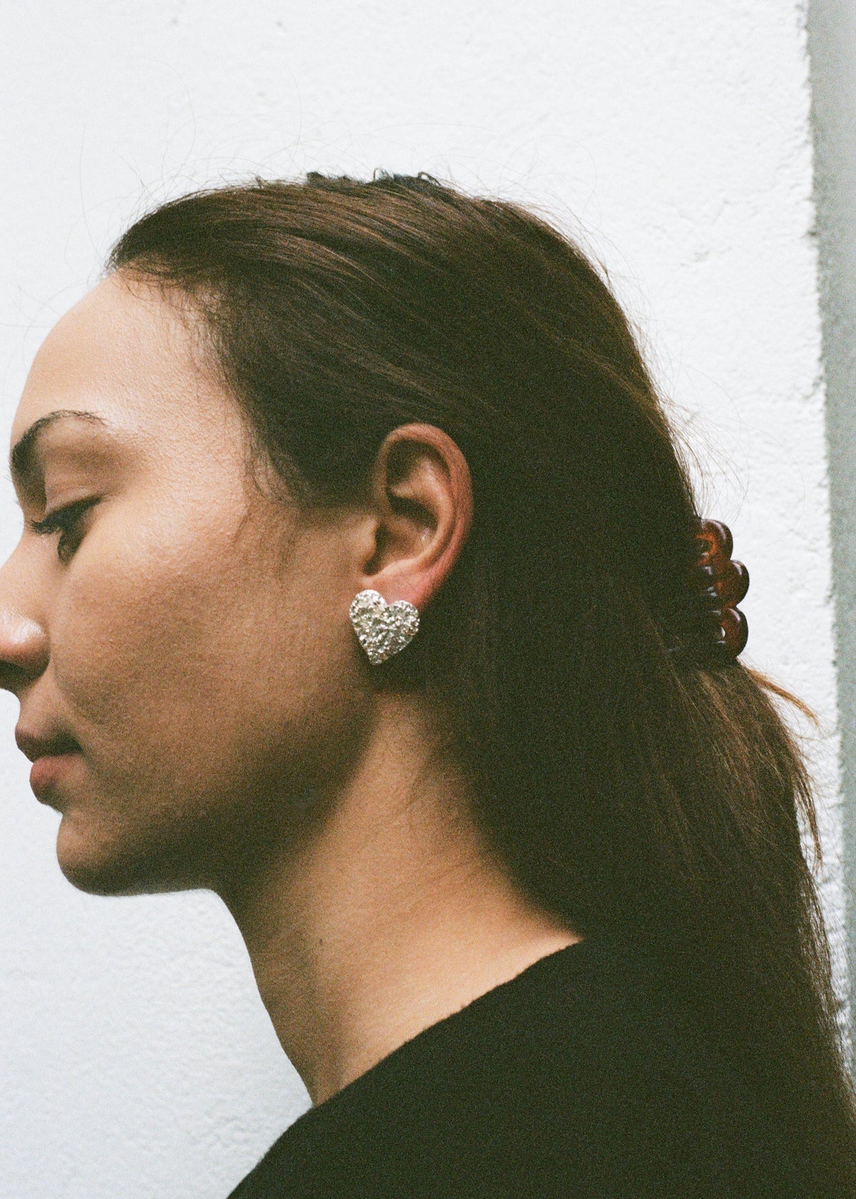 Semi Sweet Sparkling Silver Heart Earrings