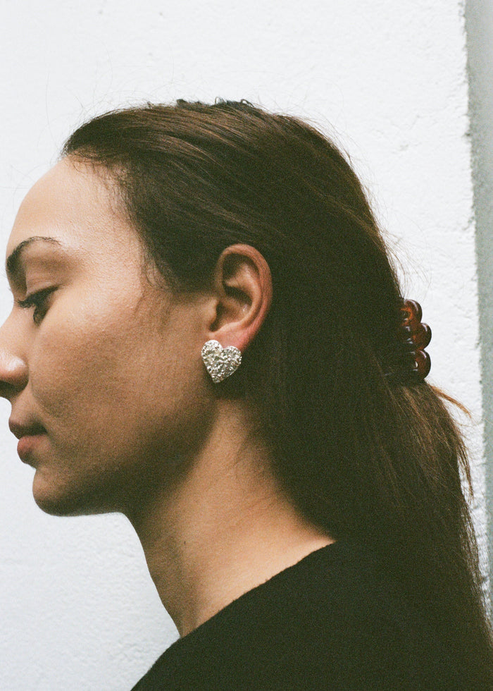 Semi Sweet Sparkling Silver Heart Earrings