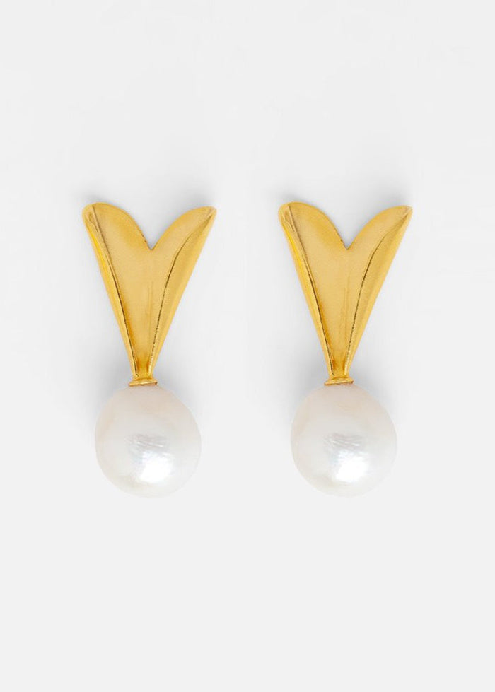Petit Folded Hearts with Pearl Drops