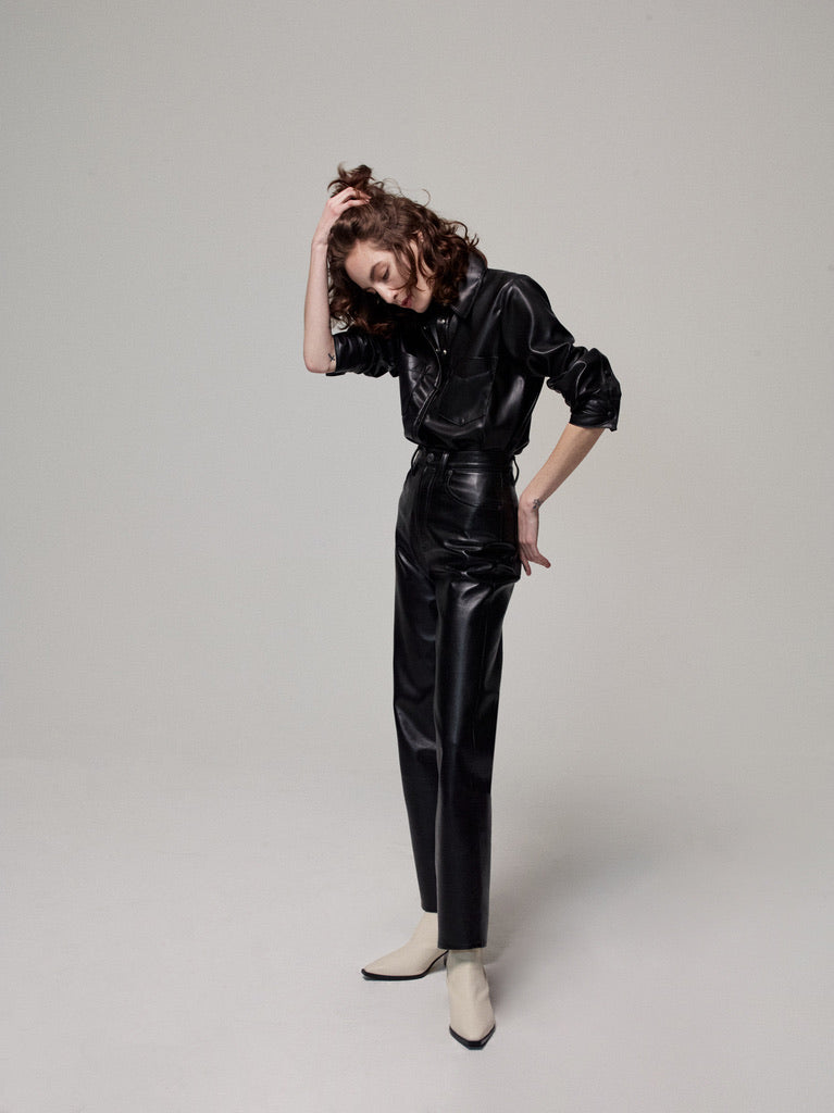 Recycled Leather 90s Pinched Waste Trousers