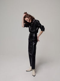 Recycled Leather 90s Pinched Waste Trousers