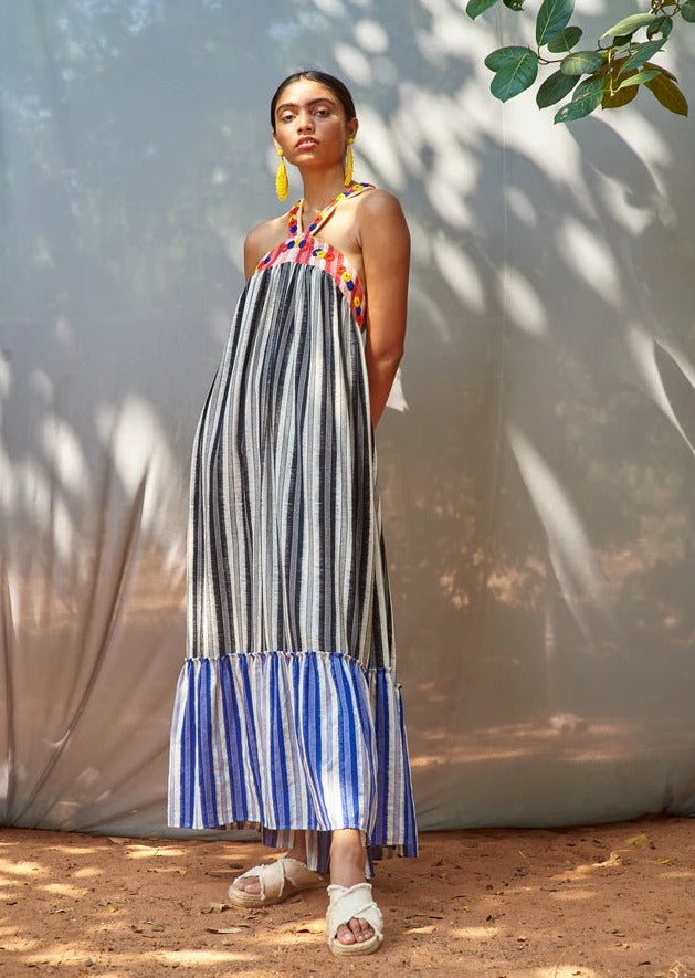 Juno Dress in Black Ikat