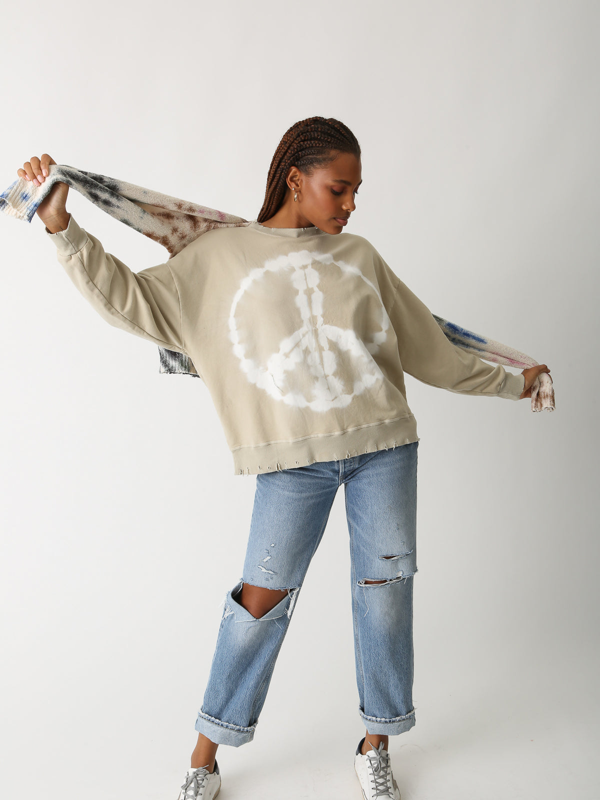 Boyfriend Sweatshirt with Peace motif