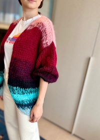Alpaca Striped Big Cardigan
