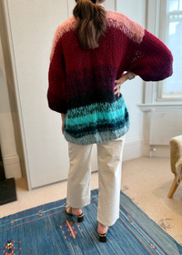 Alpaca Striped Big Cardigan