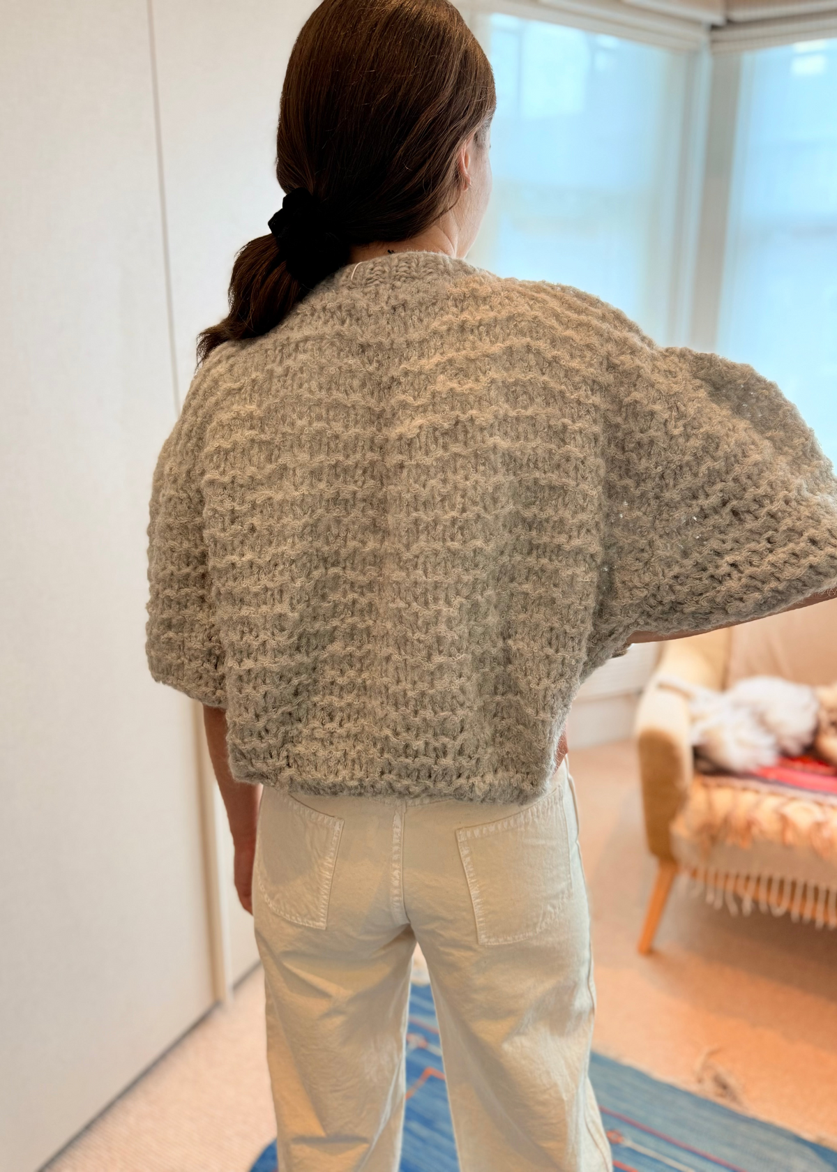 Alpaca Puffy Short Sleeved Cardigan