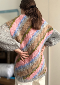 Alpaca Big Cardigan Diagonal Stripes