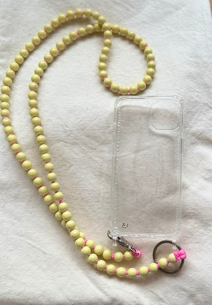 Phone Necklace Yellow & Rose Pink