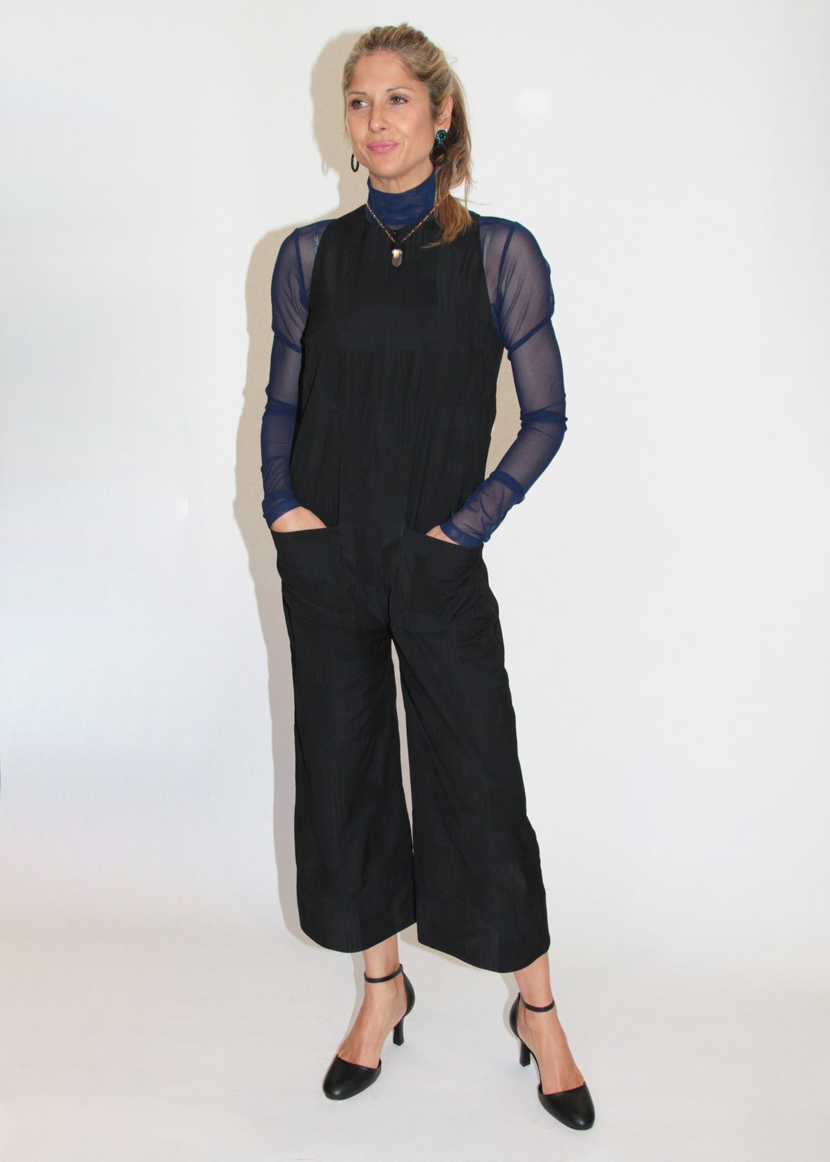 Zip Fronted Cropped Jumpsuit