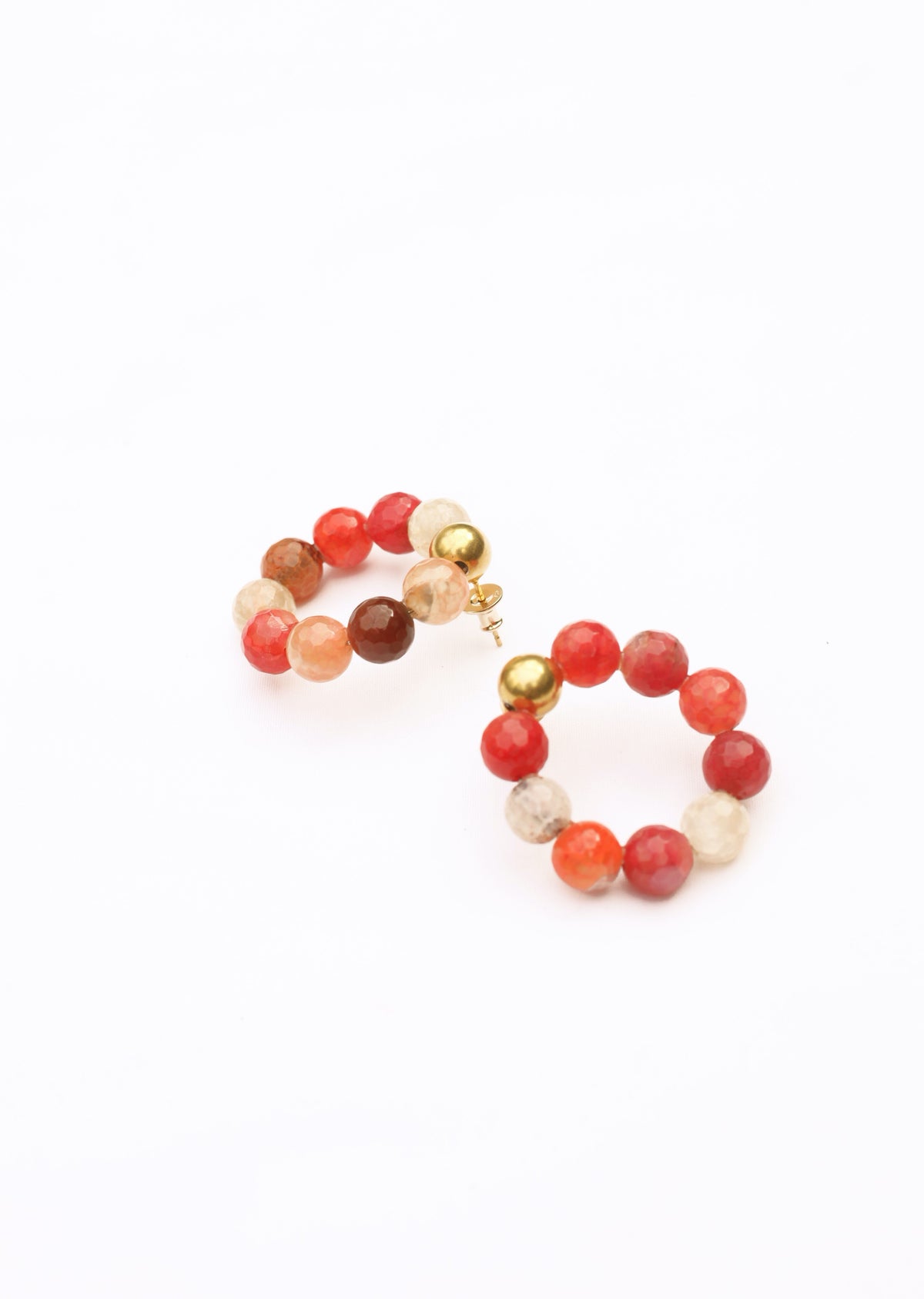 Orange Shades Agate Hoop Earrings