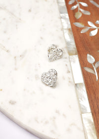 Semi Sweet Sparkling Silver Heart Earrings