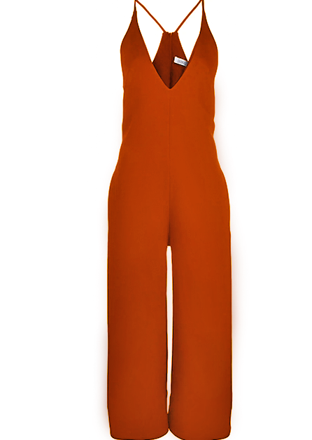 V- Neck Jumpsuit in Poppy